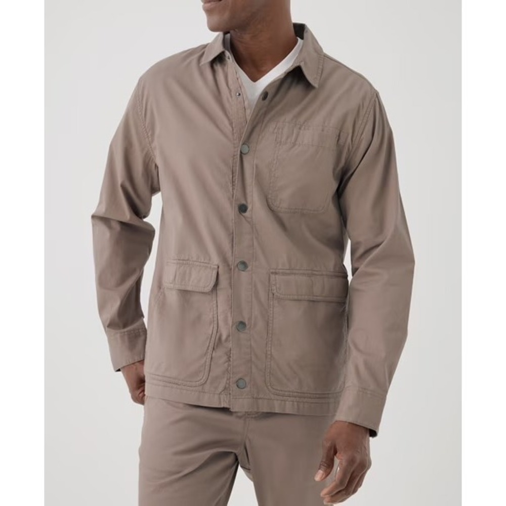 Pact | Daily Twill Flannel Lined Shacket L Brown Organic Cotton Men's Jacket